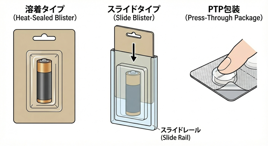 ブリスター包装の基本構造を示した図
